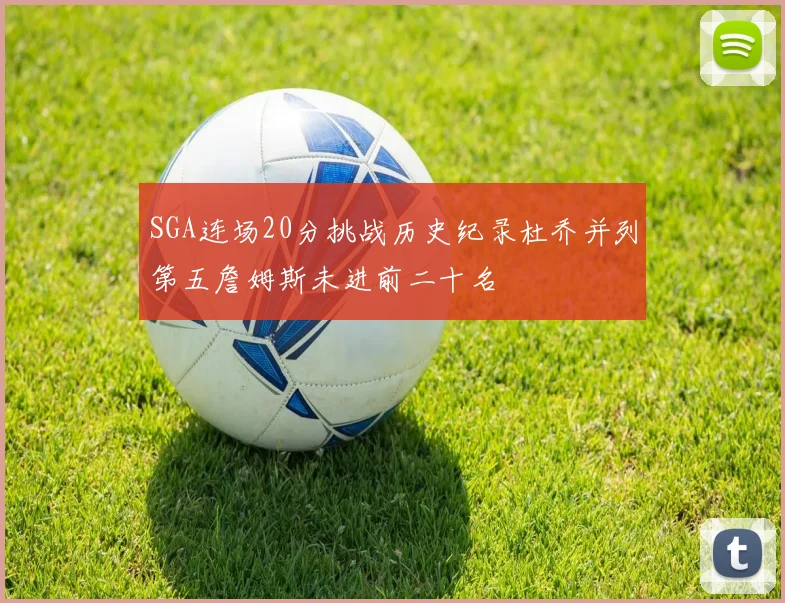 SGA连场20分挑战历史纪录杜乔并列第五詹姆斯未进前二十名